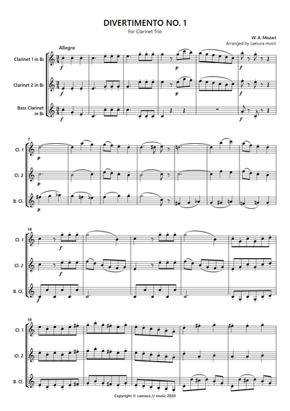 Mozart "Allegro" from Divertimento No. 1 for Clarinet Trio