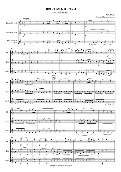 Mozart "Allegro" from Divertimento No. 4 for Clarinet Trio