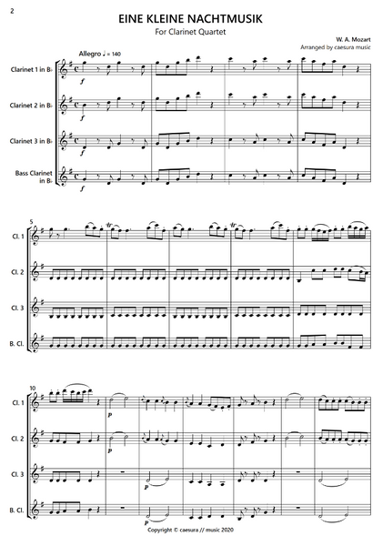 Eine Kleine Nachtmusik "Allegro" For Clarinet Quartet